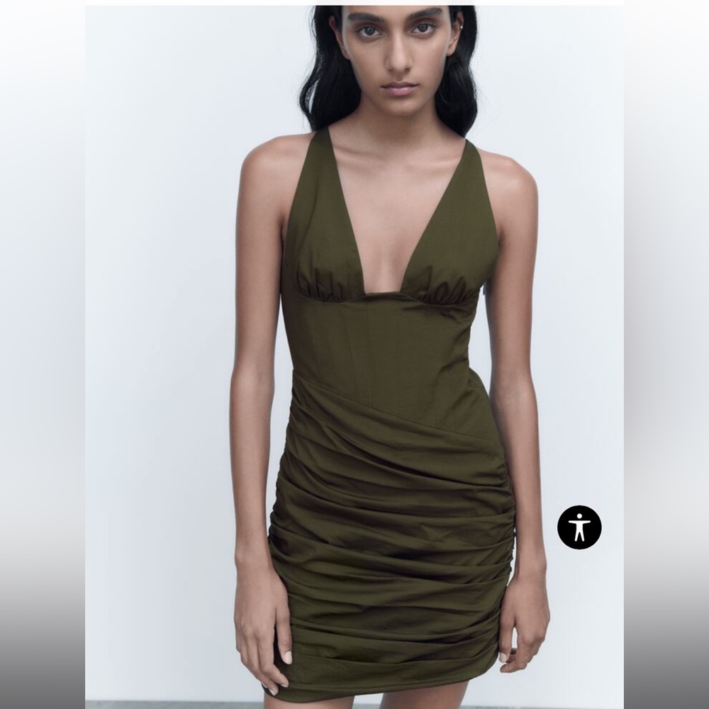 NWT Zara Poplin Corset-style Dress